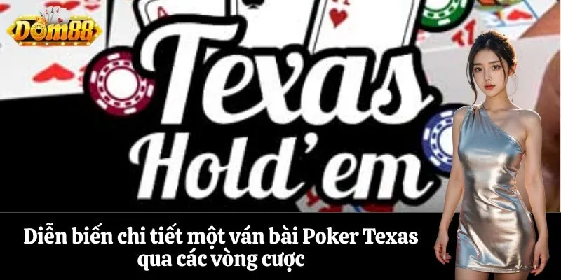 Diễn biến chi tiết một ván bài Poker Texas qua các vòng cược